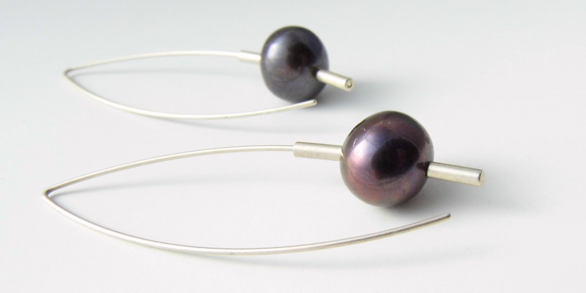 540 Drop 10mm Pearl Earrings Purple