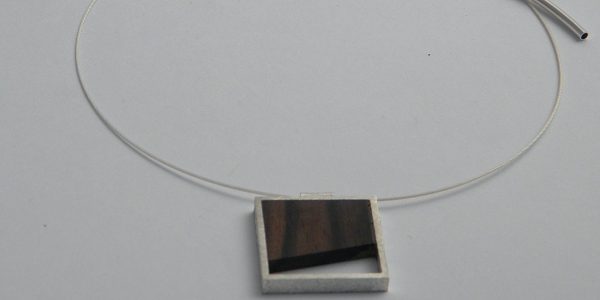 908 - Silver And Wood Pendand