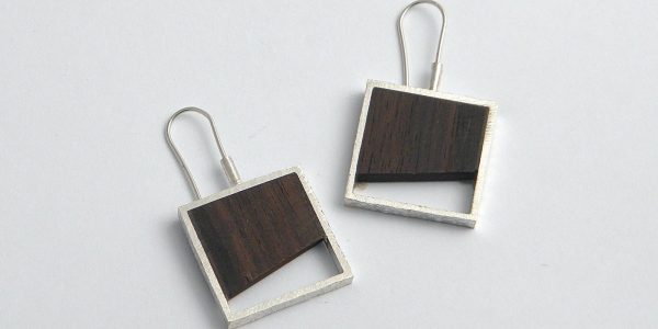 909 - Silver And Wood Earrings