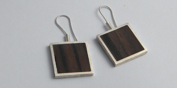 915 - Silver And Wood Earrings